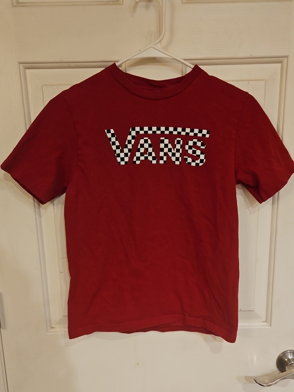 Vans Kids Red Tee with Black & White Checker Logo